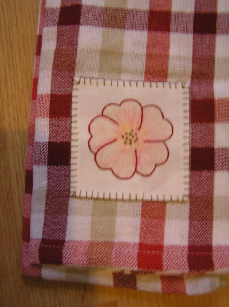 Embroidery with Crayon Tinting Rose Villa Retreat